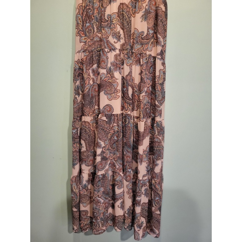 Paisley Empire Waist Tiered Sleeveless Maxi Dress Express Sz M - Picture 3 of 8